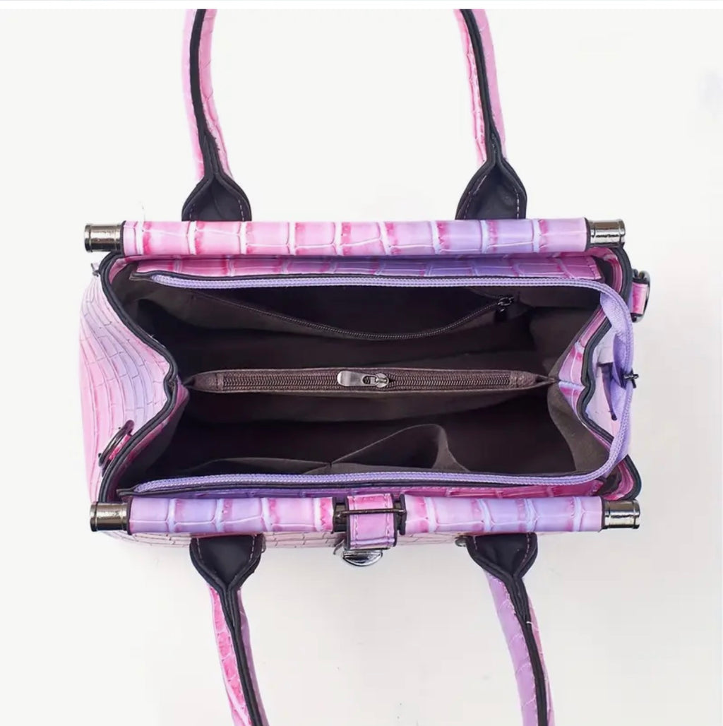 Stylish Ombre Stone Texture Handbag with Matching Purse – 2-Piece Set SKU SM2143