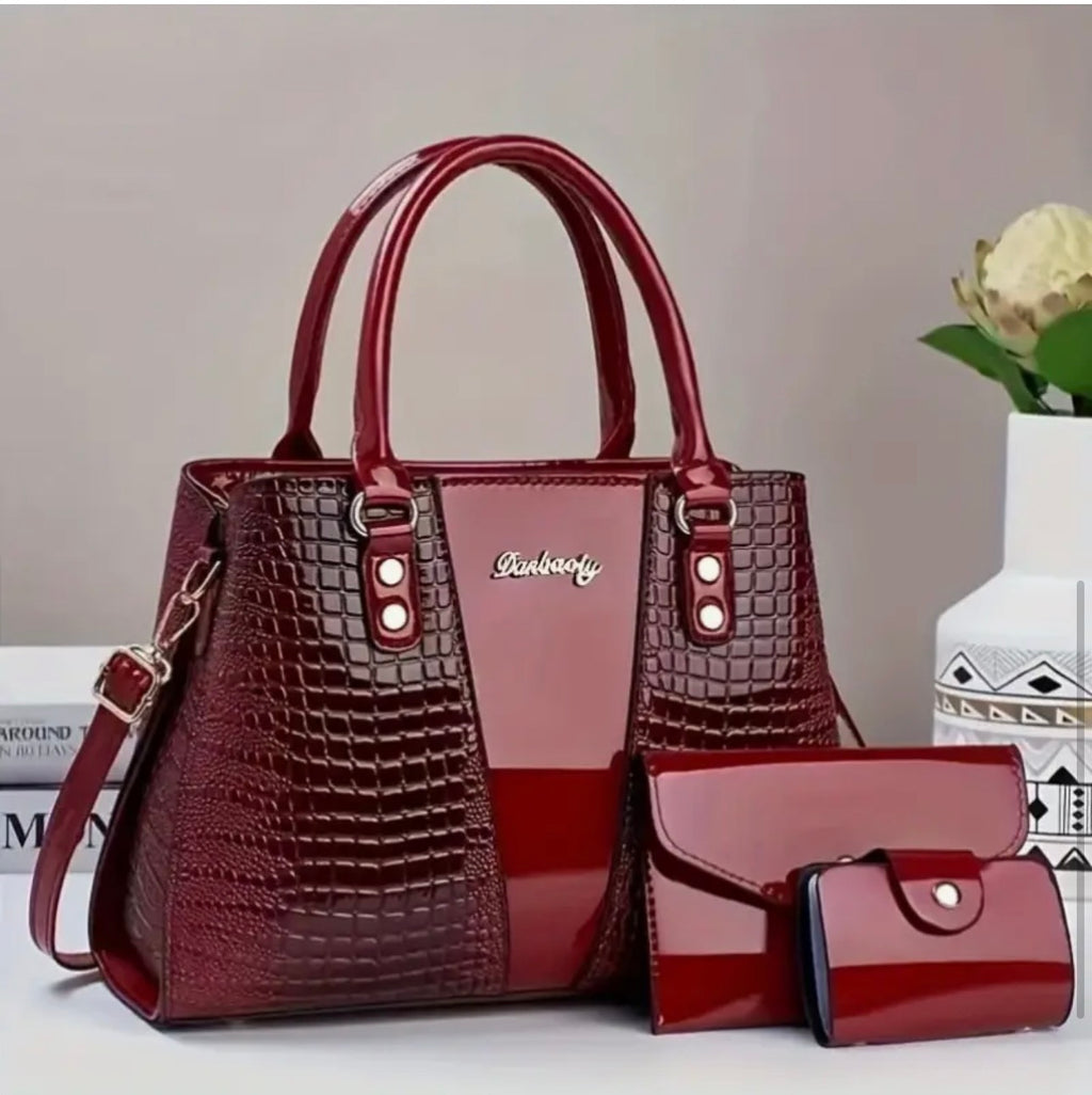 Women’s Faux Crocodile Skin Handbag – Stylish Structured Everyday Bag SKU SM2147