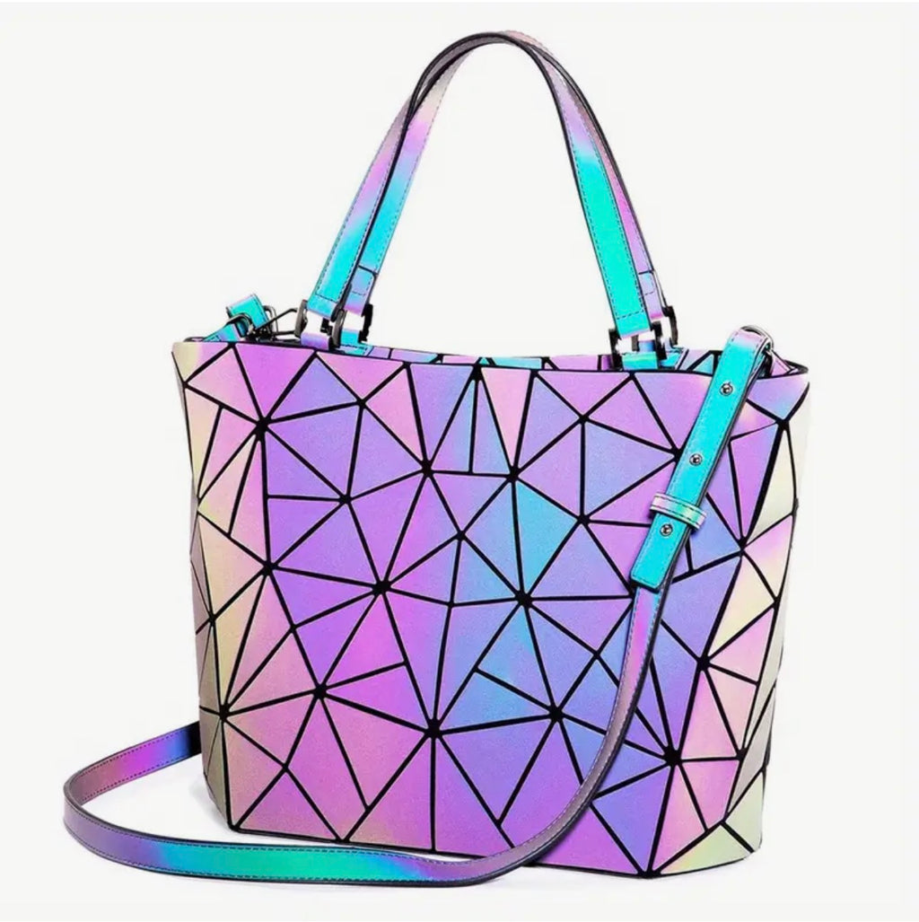 Iridescent Reflective Shoulder Bag – Multi-Shift Color Crossbody Purse SKU SM2137
