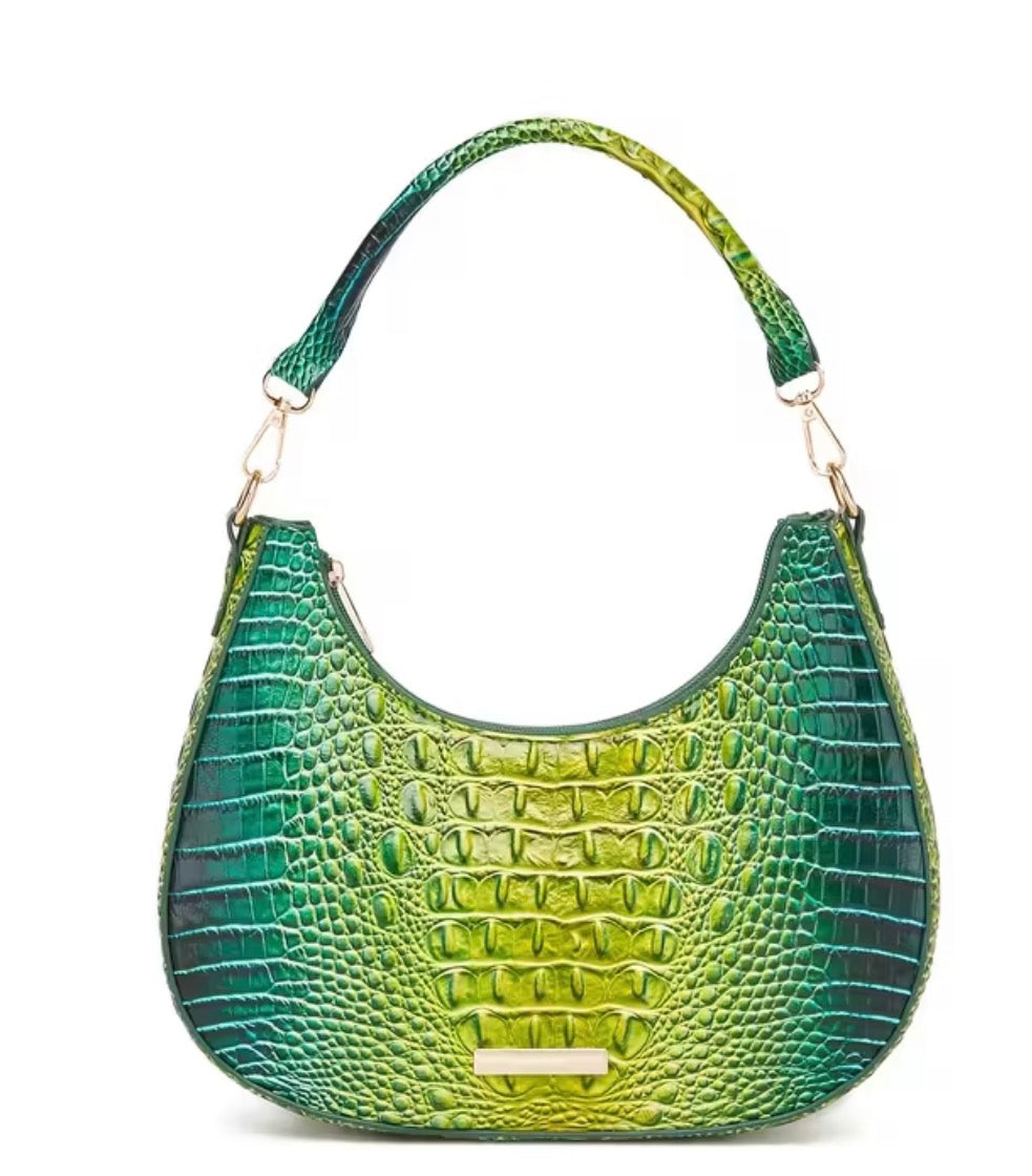 Rainbow Croc Faux Leather Shoulder Bag SKU SM2139