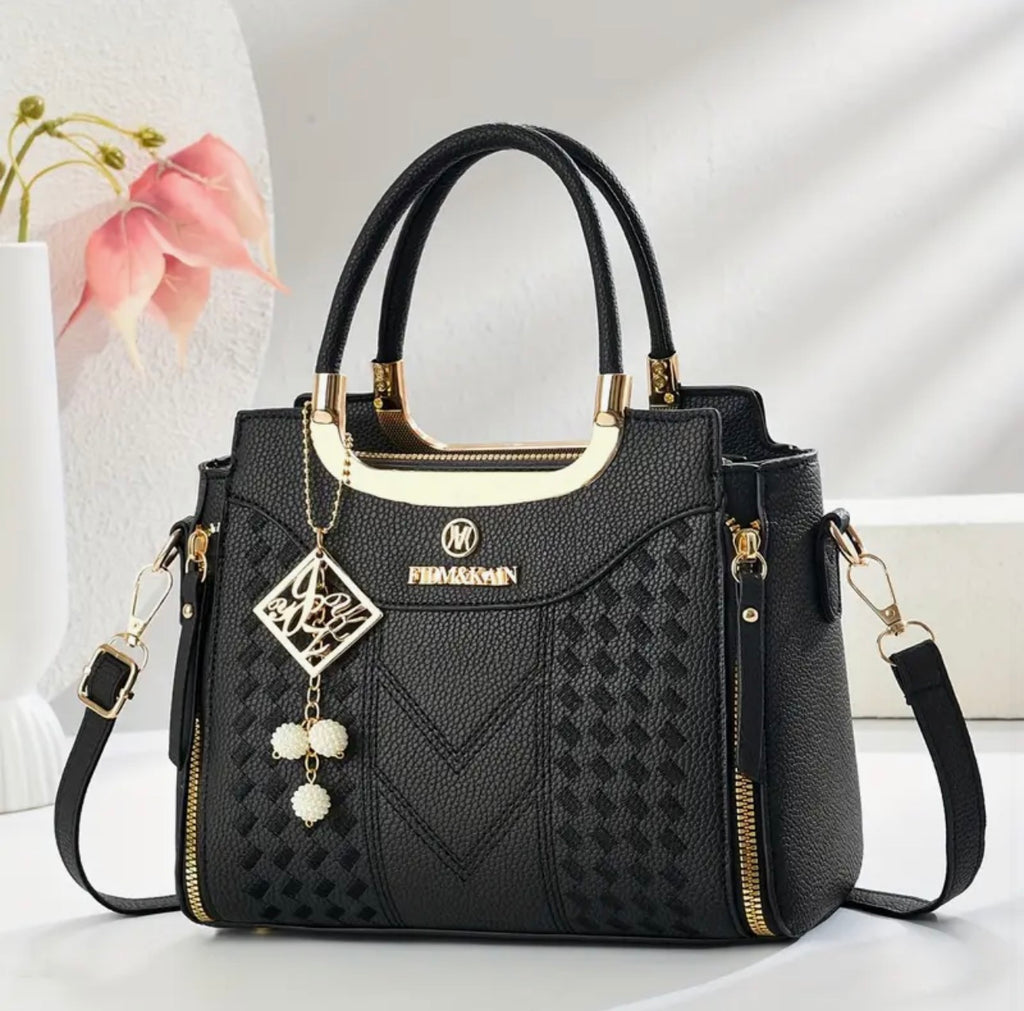 Women’s Elegant Convertible Crossbody & Clutch Handbag – Gold Hardware, Zipper Closure SKU SM2135