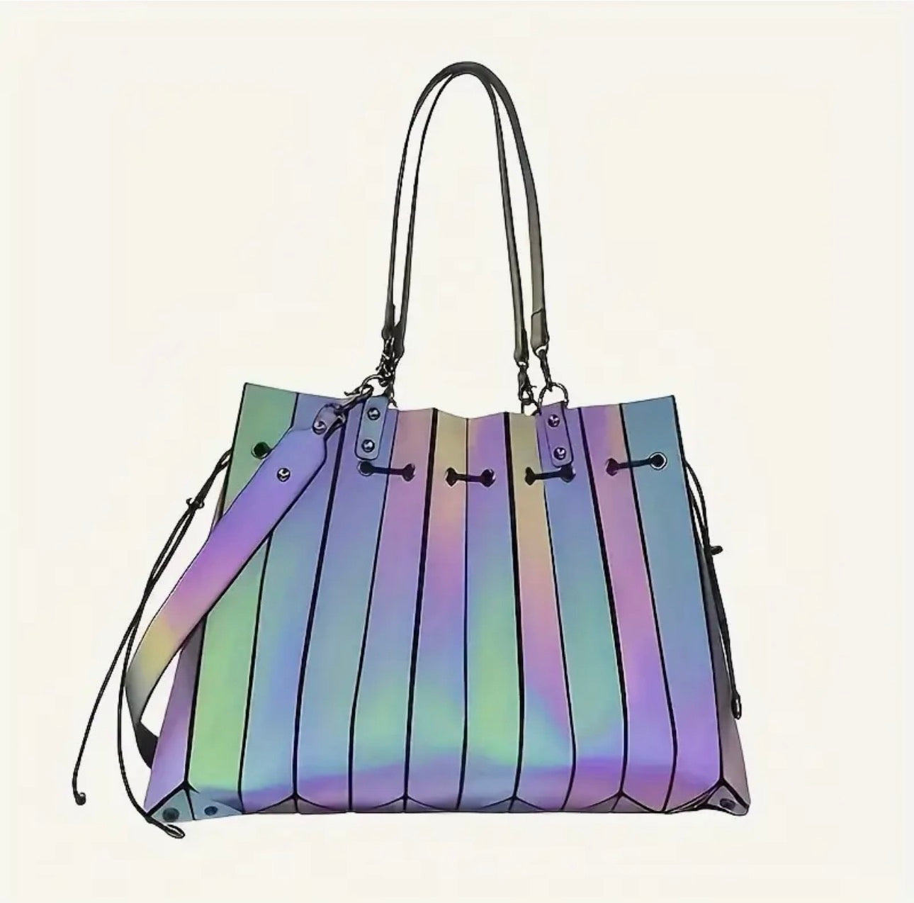 GlowWave Oversized Drawstring Tote – Multi-Purple SKU SM2138