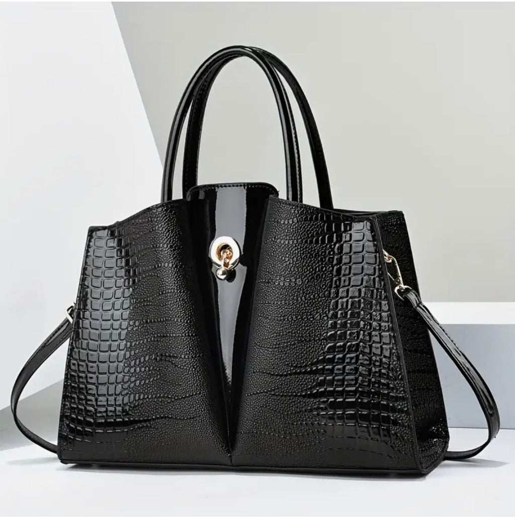 Premium Crocodile Leather Handbag – Luxury Structured Designer Bag for Women SKU SM2146