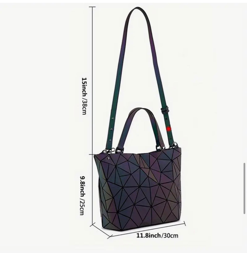 Iridescent Reflective Shoulder Bag – Multi-Shift Color Crossbody Purse SKU SM2137