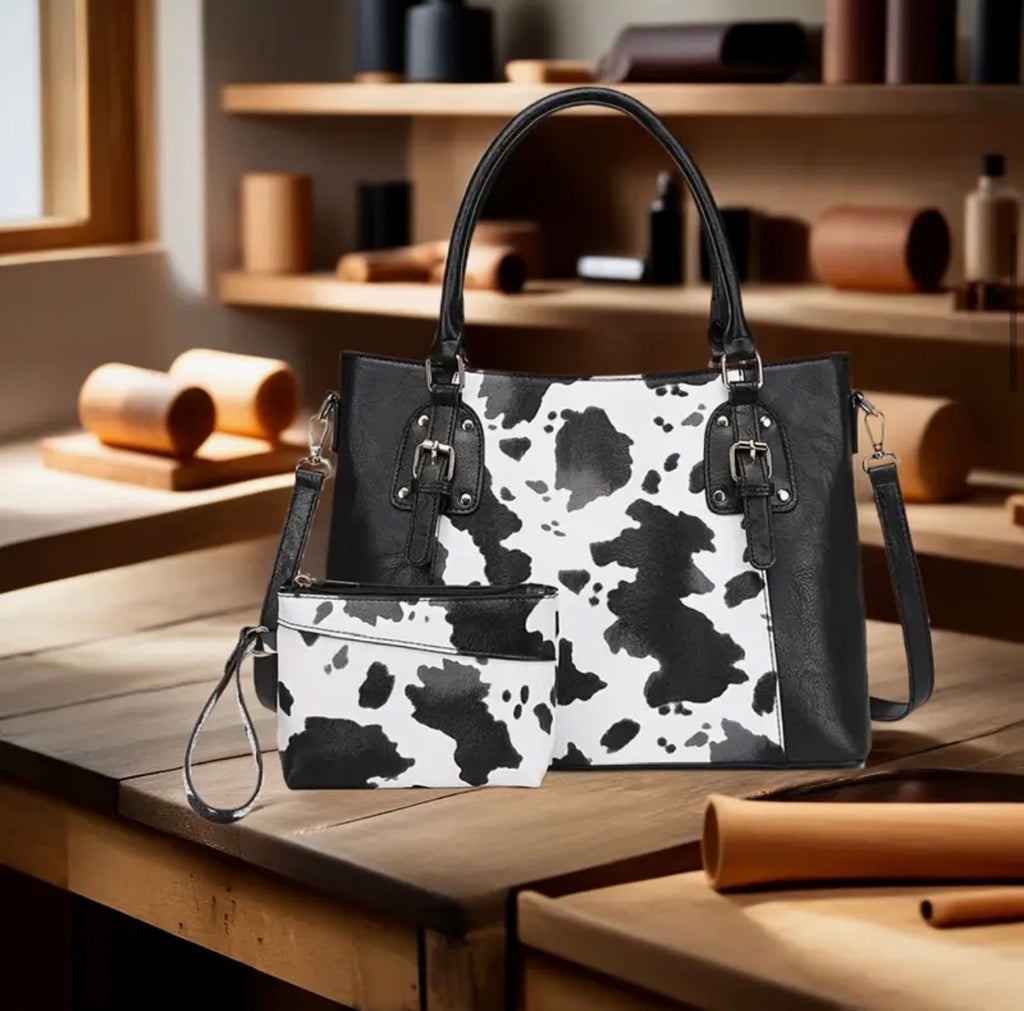 Vintage Western Cowhide Two-Piece Handbag Set – Bohemian Totem SKU SM2140