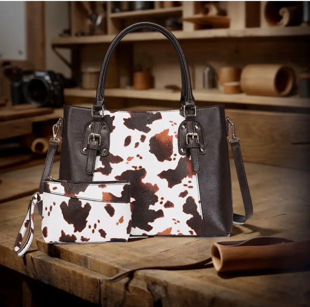 Vintage Western Cowhide Two-Piece Handbag Set – Bohemian Totem SKU SM2140