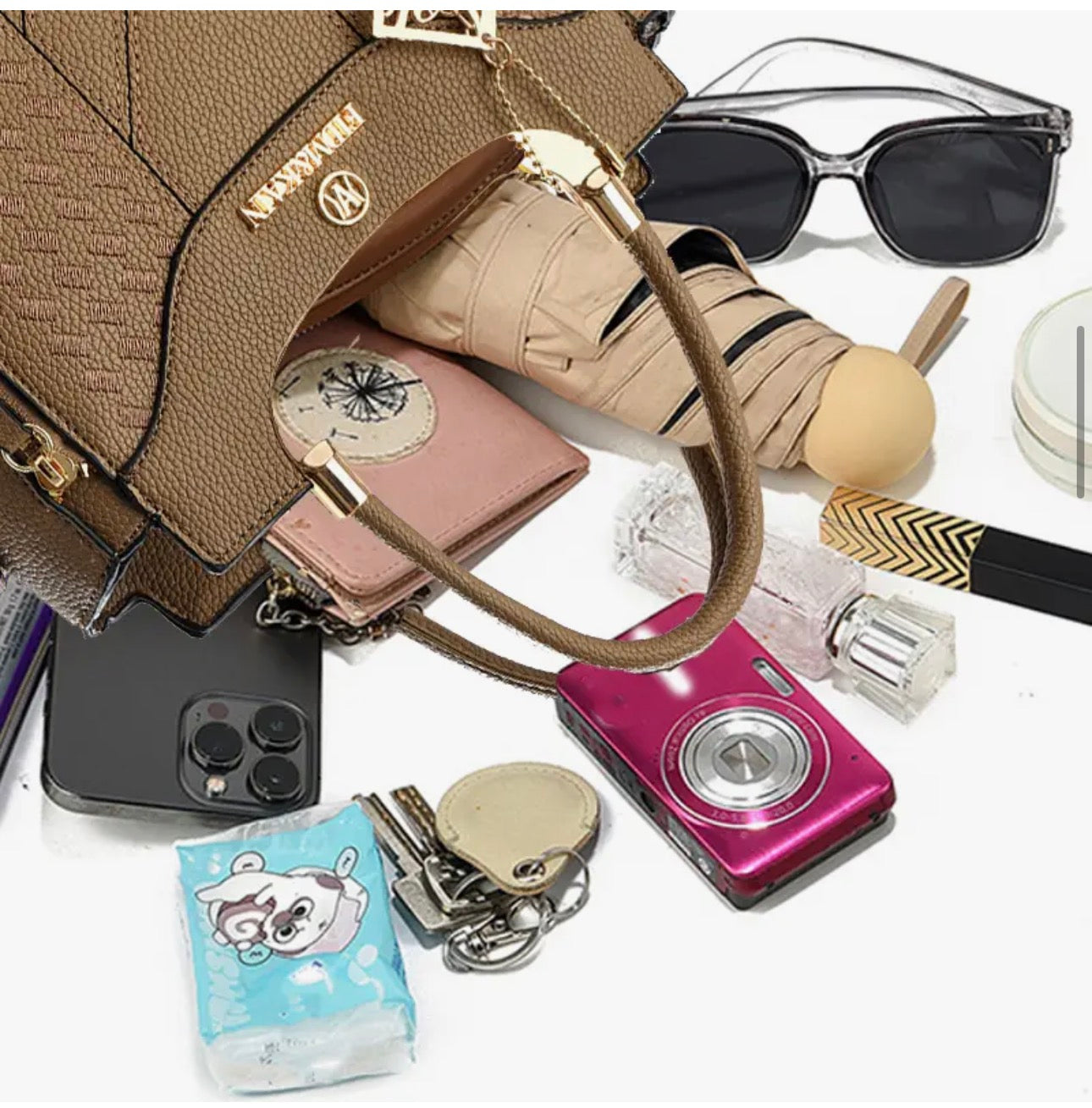 Women’s Elegant Convertible Crossbody & Clutch Handbag – Gold Hardware, Zipper Closure SKU SM2135