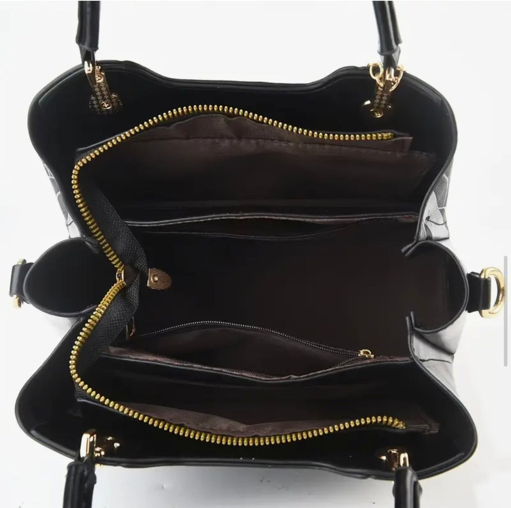 Elegant Light Blue & White Braided Handbag – Adjustable Strap, Gold Hardware, Large Capacity SKU SM2152