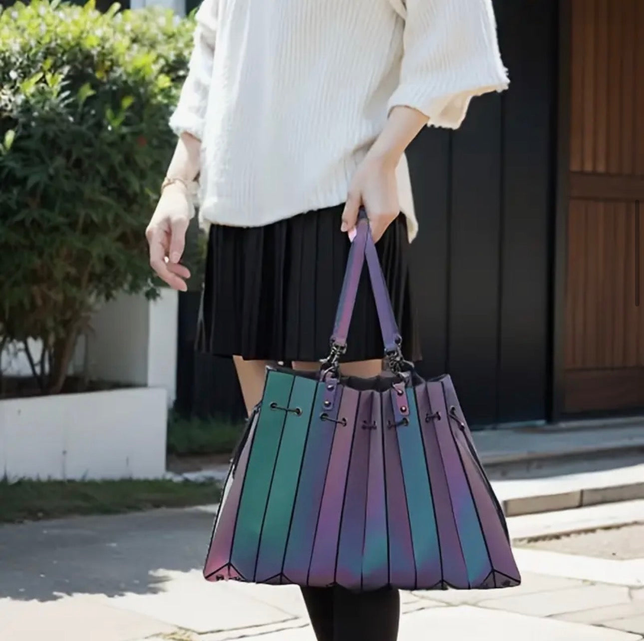 GlowWave Oversized Drawstring Tote – Multi-Purple SKU SM2138