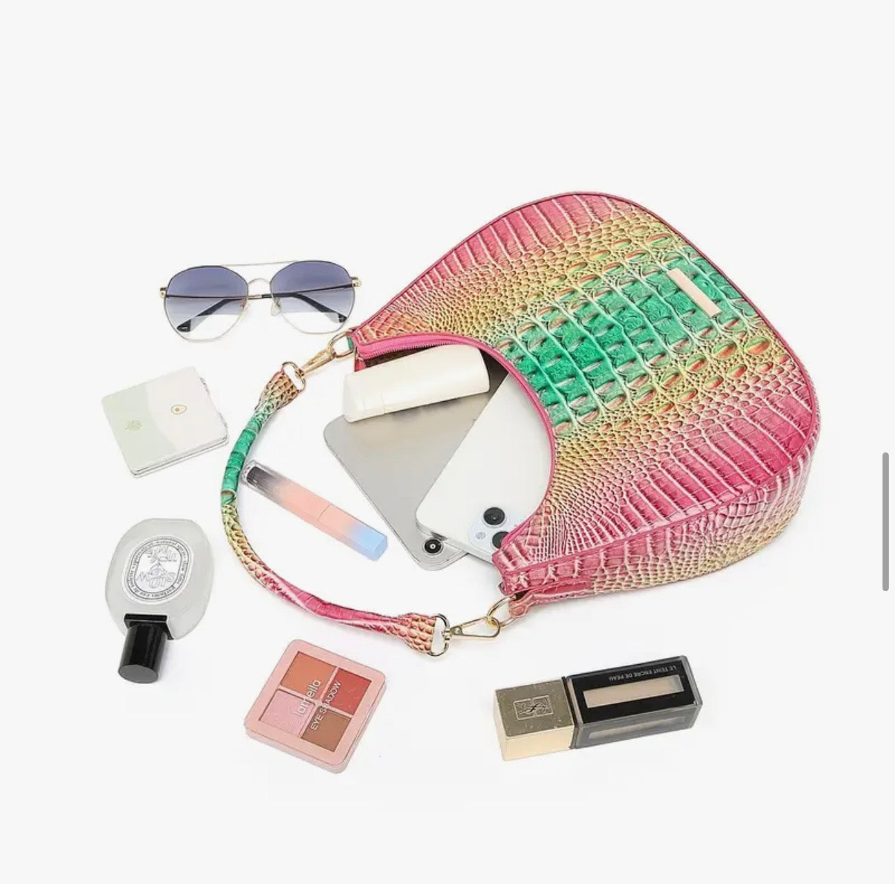 Rainbow Croc Faux Leather Shoulder Bag SKU SM2139