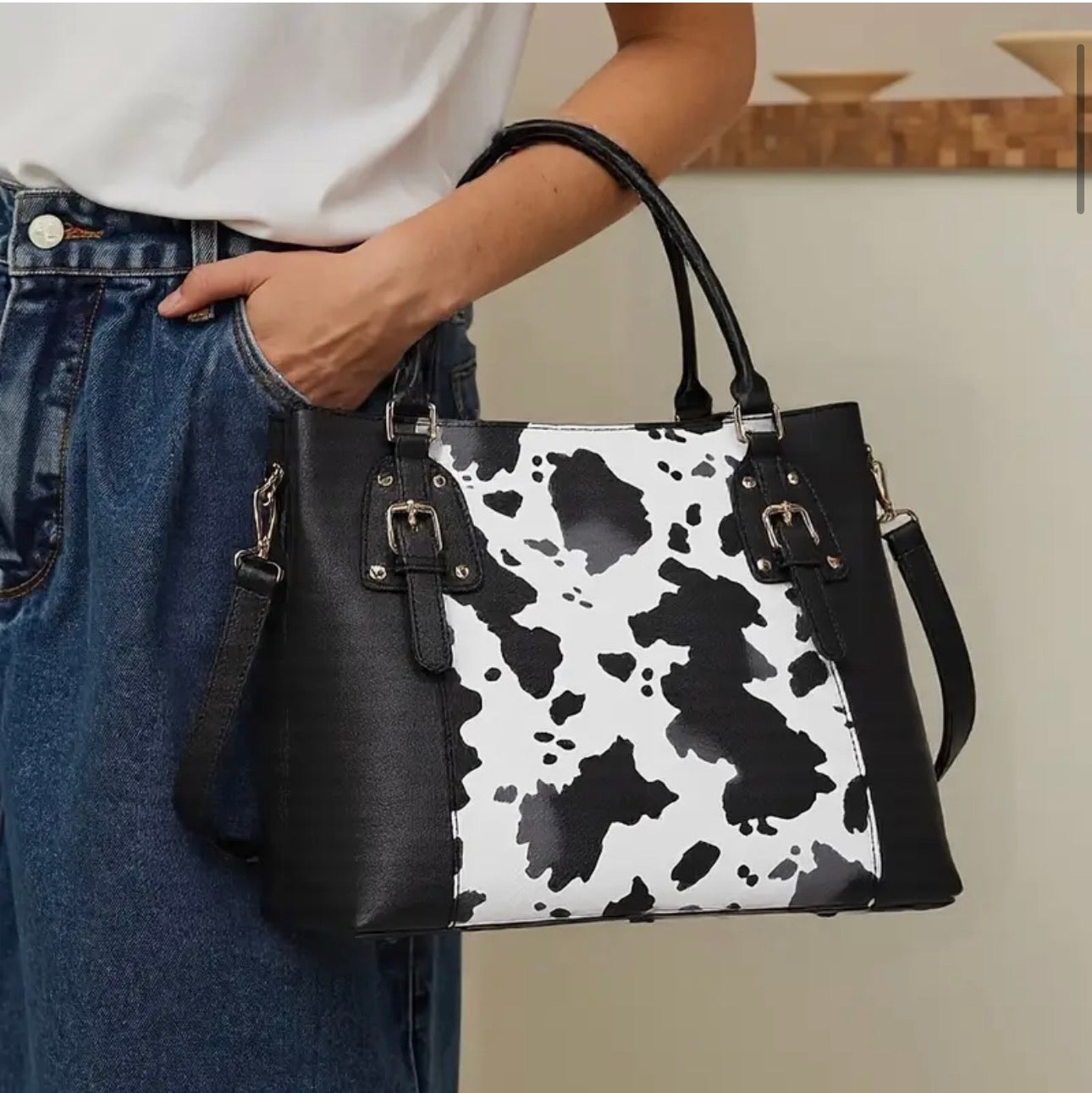 Vintage Western Cowhide Two-Piece Handbag Set – Bohemian Totem SKU SM2140