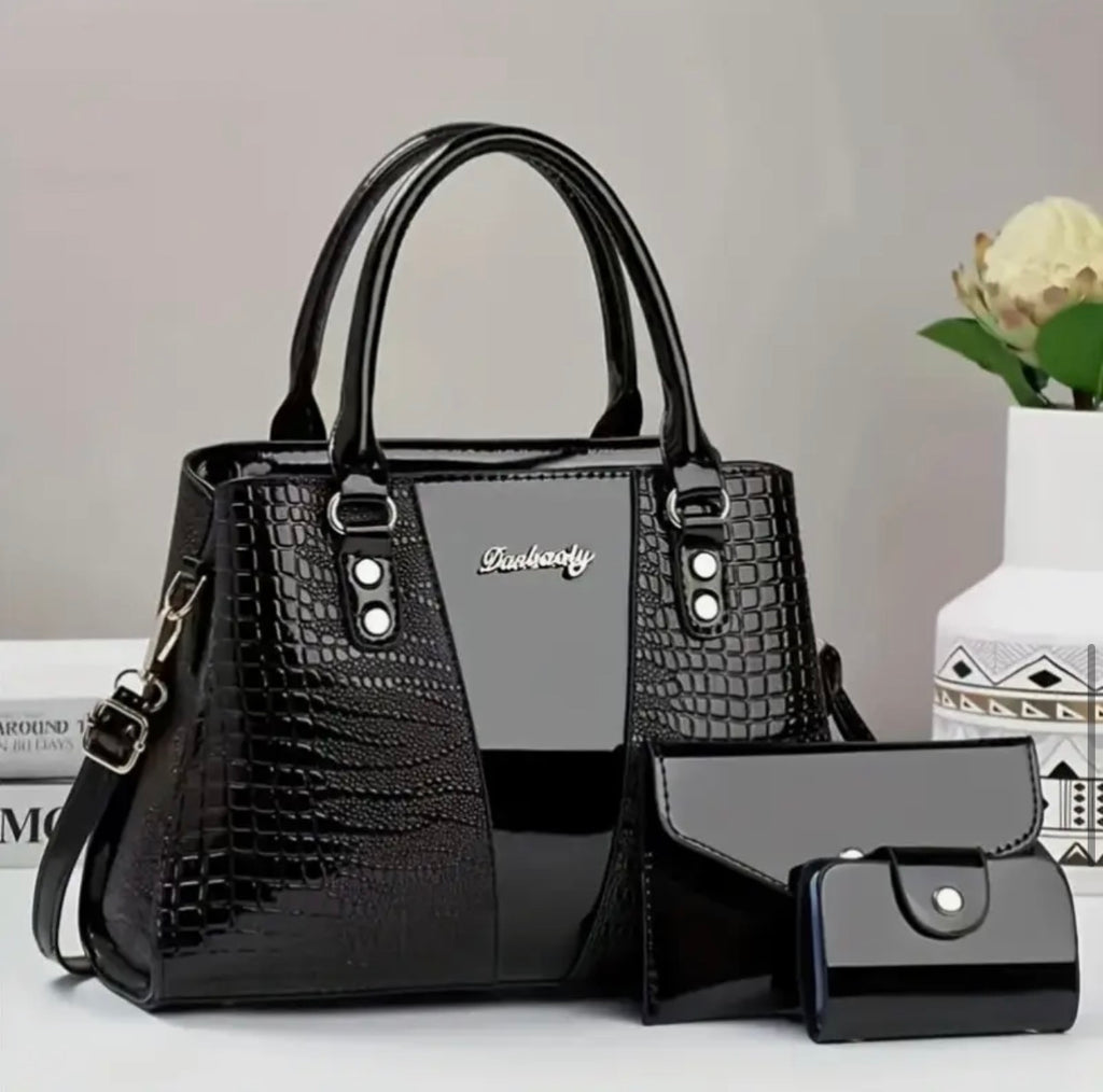 Women’s Faux Crocodile Skin Handbag – Stylish Structured Everyday Bag SKU SM2147