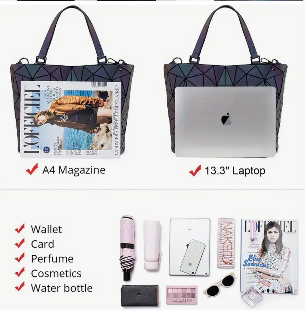 Iridescent Reflective Shoulder Bag – Multi-Shift Color Crossbody Purse SKU SM2137