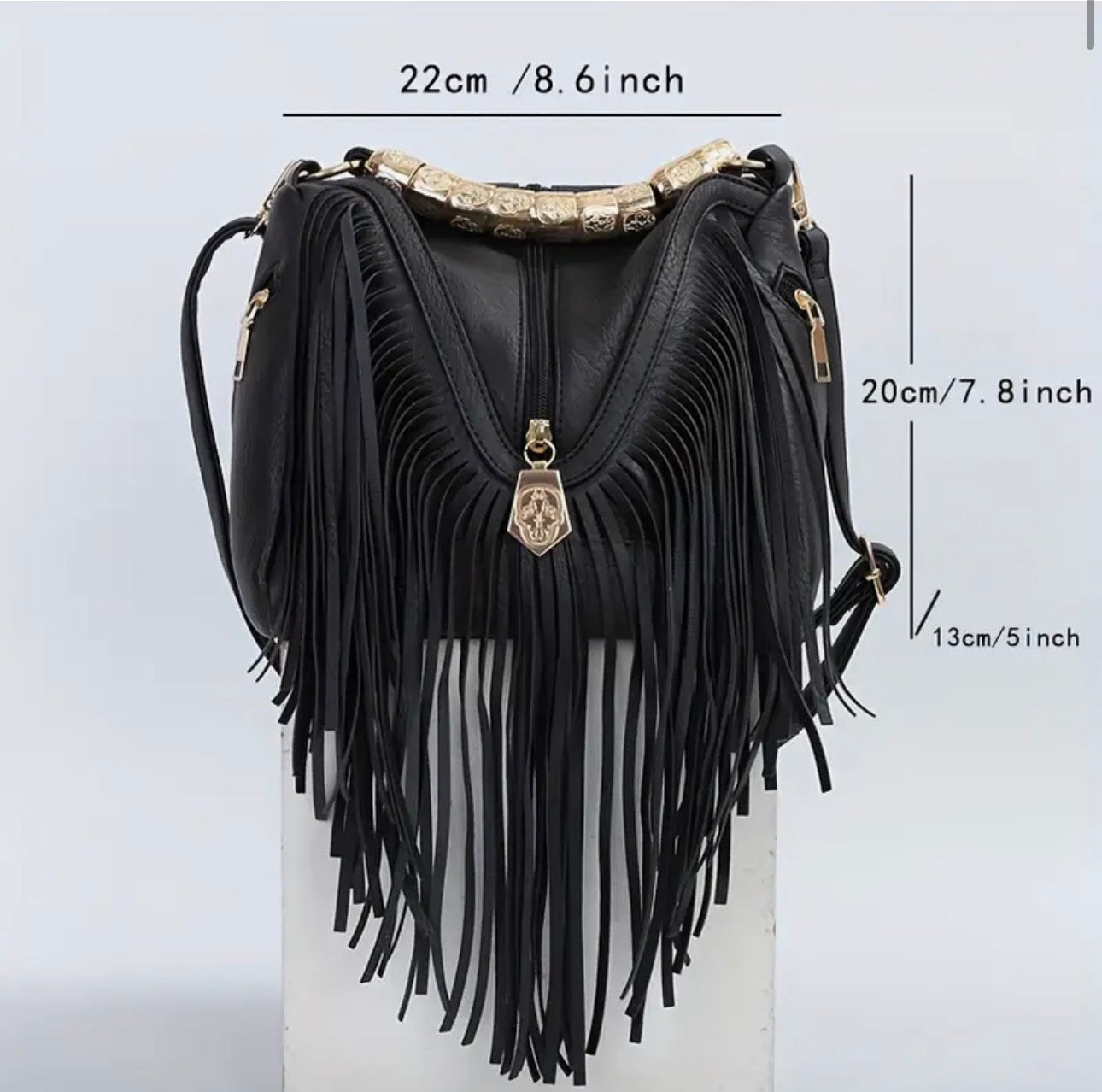 Cowgirl Faux Leather Tassel Handbag – Brown or Black SKU SM2141