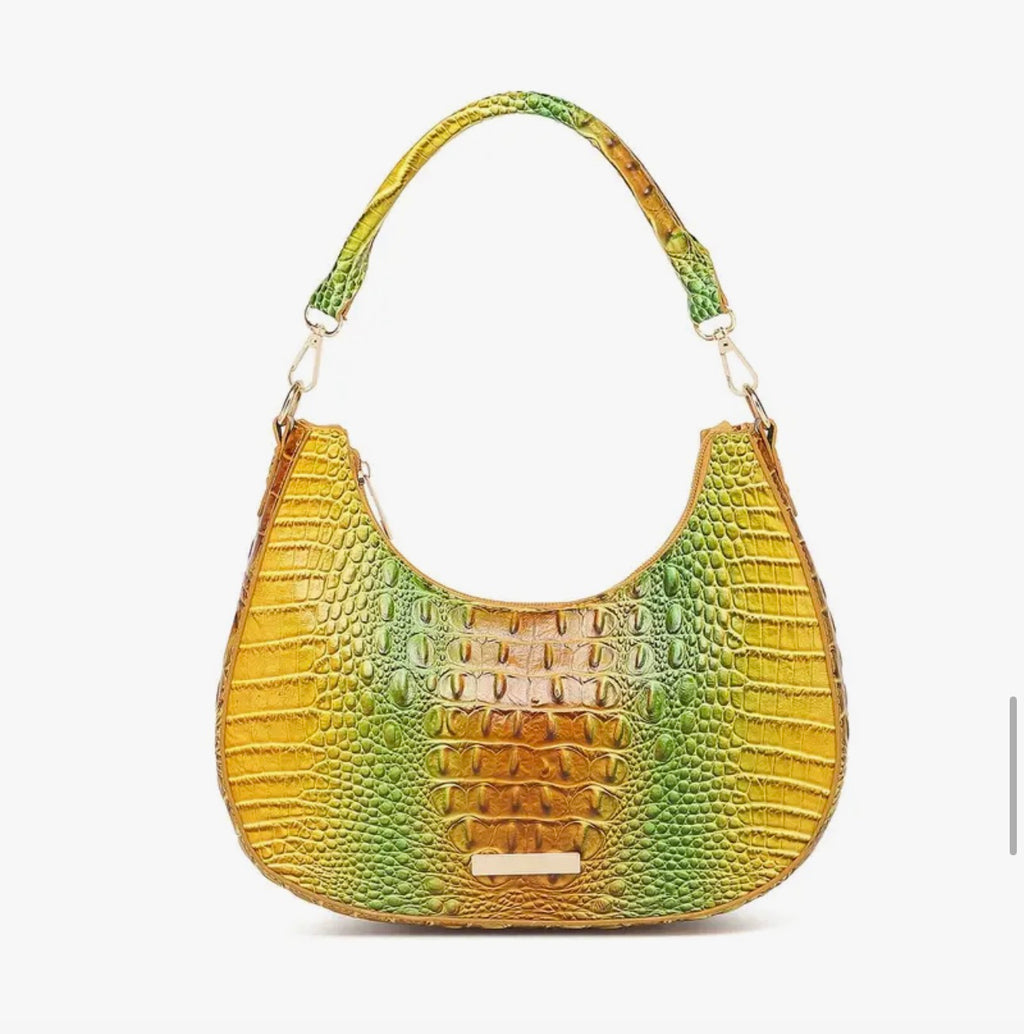 Rainbow Croc Faux Leather Shoulder Bag SKU SM2139