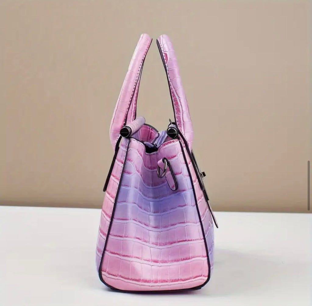 Stylish Ombre Stone Texture Handbag with Matching Purse – 2-Piece Set SKU SM2143