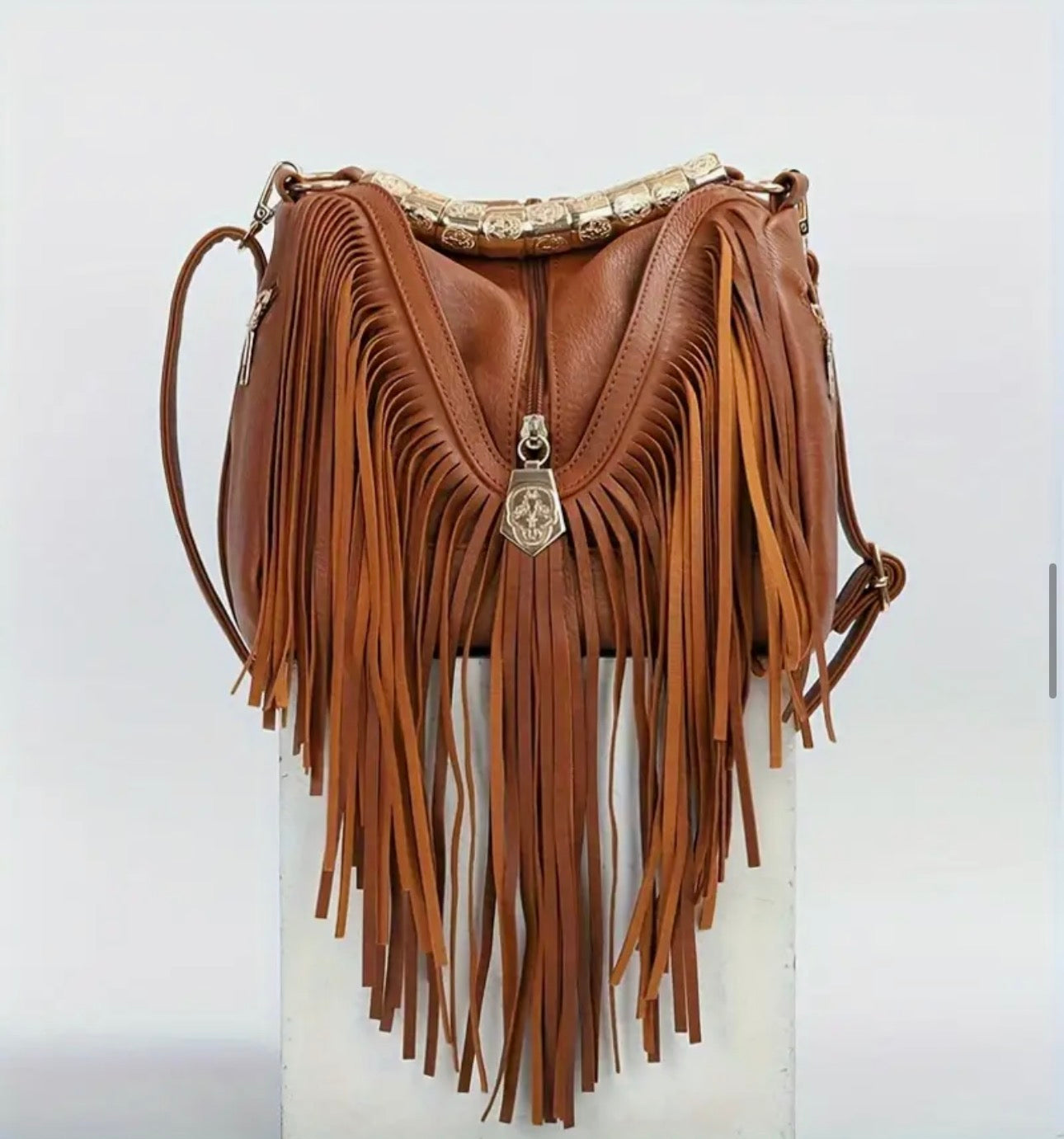 Cowgirl Faux Leather Tassel Handbag – Brown or Black SKU SM2141