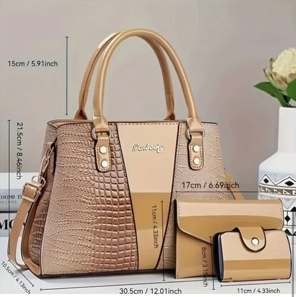Women’s Faux Crocodile Skin Handbag – Stylish Structured Everyday Bag SKU SM2147