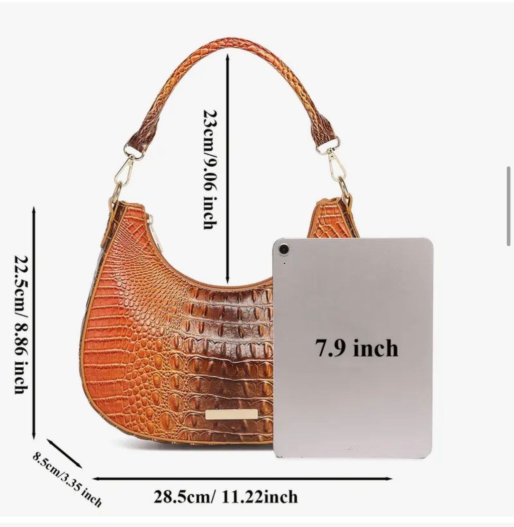 Rainbow Croc Faux Leather Shoulder Bag SKU SM2139