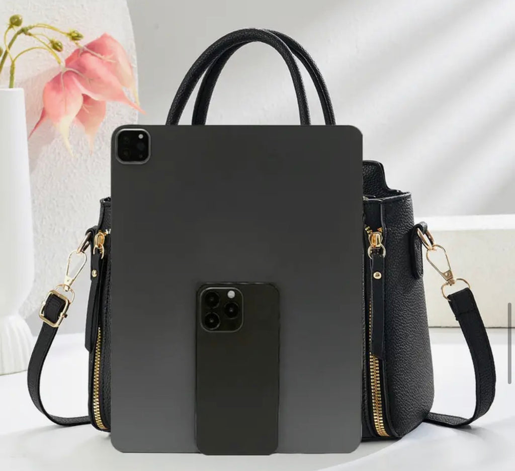 Women’s Elegant Convertible Crossbody & Clutch Handbag – Gold Hardware, Zipper Closure SKU SM2135