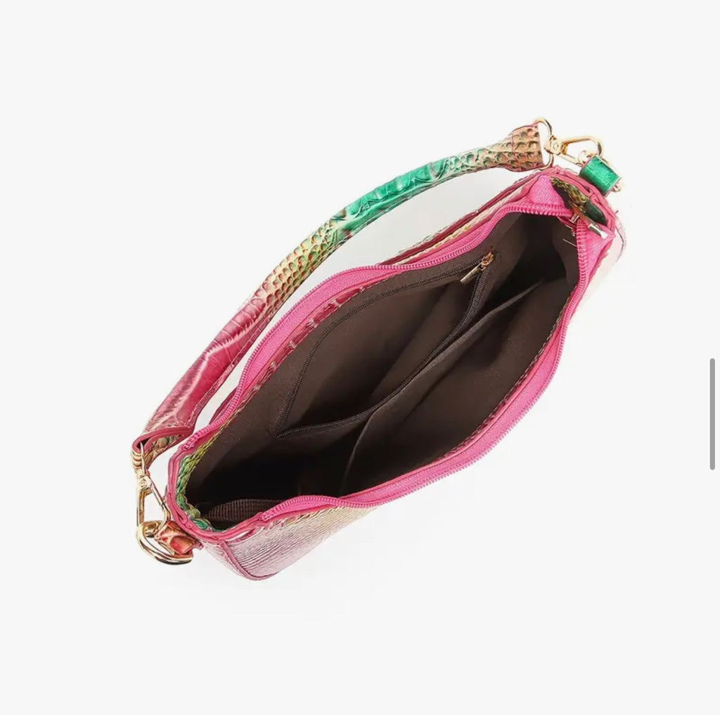 Rainbow Croc Faux Leather Shoulder Bag SKU SM2139