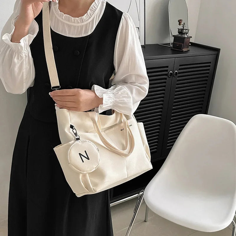 Women Shoulder Crossbody Bag Japanese Canvas Tote Messenger Bag for Student 2024 Ladies Hand Bags Female Handbag Bolsa Feminina SKU SM1234
